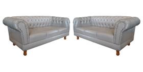 Dois Sofás Chesterfield Capitone Duque Corano Bege
