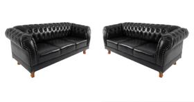 Dois Sofás Chesterfield Capitone Duque Corano - Preto 2,30