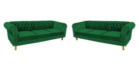 Dois Sofás Chesterfield Capitone Duque Suede Verde Bandeira