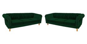 Dois Sofás Chesterfield Capitone Duque Suede Verde Musgo Dois Sofás Chesterfield Capitone Duque Suede Verde Musgo