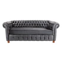 Dois Sofás Chesterfield Capitone Luis XV Suede - Cinza Chumbo 2M / Decoração , sala tv estar, recepção