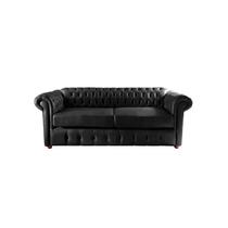 Dois Sofás Chesterfield Capitone Luis XV Vicenzo - Couro Eco Preto 2M / Decoração, sala tv estar, recepção