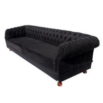 Dois Sofás Chesterfield Duque 3 lugares 1,80 - Suede Preto / sala de estar, recepção, barbearia