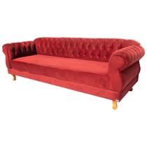 Dois Sofás Chesterfield Elisabeth 2M - Suede Vermelho / sala de estar, recepção, barbearia - Novo Encanto