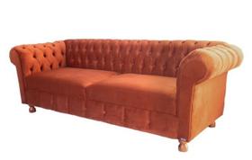 Dois Sofás Chesterfield Luiz XV 2,30 Suede Terracota sala de estar/recepção/ barbearia