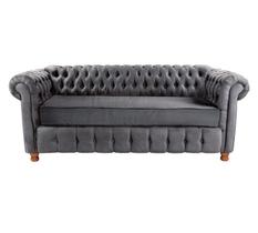 Dois Sofás Chesterfield Luiz XV 2,30cm Suede Cinza Chumbo sala de estar/recepção/ barbearia