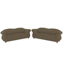 Dois Sofás Chesterfield Merlo 3 lugares 1,80 - Suede Bege / Decoração, recepção, Barbearia, sala tv estar