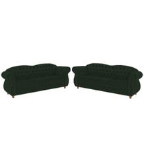 Dois Sofás Chesterfield Merlo 3 lugares 2M - Suede Verde Musgo / Decoração, recepção, Barbearia, sala tv Dois Sofás Chesterfield Merlo 3 lugares 2M - Suede Verde Musgo / Decoração, recepção, Barbearia, sala tv