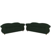 Dois Sofás Chesterfield Merlô 3 lugares 2M - Veludo Verde Musgo / Decoração, recepção, Barbearia, sala tv Dois Sofás Chesterfield Merlô 3 lugares 2M - Veludo Verde Musgo / Decoração, recepção, Barbearia, sala tv