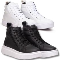 Dois Tênis Femininos De Cano Longo: Um Preto e Um Branco Dois Tênis Femininos De Cano Longo: Um Preto e Um Branco