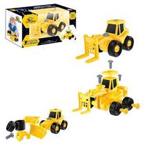 Dois Tratores Infantil Monta e Desmonta com Ferramenta 15cm cada