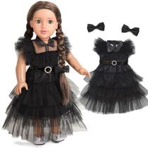 Doll Clothes Vestido de festa Sweet Dolly Black para bonecas de 18 polegadas