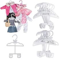 Doll Full-Outfit Clothes Hangers para bonecas de 18 "- 24pk - design exclusivo segura sua parte superior e inferior de uma só vez, incluindo vestidos, calças, camisas, saias e acessórios (branco)