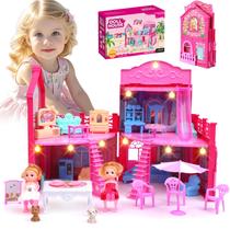 Doll House BRAITEN Classic com 4 quartos, 2 bonecas e móveis