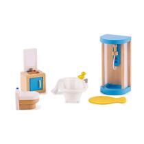 Doll House Furniture, conjunto de banheiro familiar, Hape Wooden