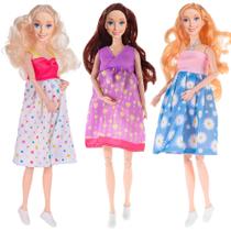 Dollbie Kit com 3 Bonecas Grávidas de 29 cm com Bebês