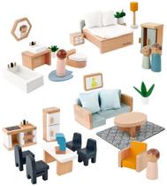 Dollhouse Furniture Playset PairPear Wooden Toys 35 peças