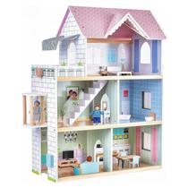 Dollhouse Giant bean Pink Wooden com móveis para meninas de 3 a 7 anos ou mais