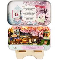 Dollhouse Miniature Spilay Iron Box Theater com móveis 1:24