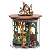 Dollhouse Montidey Magic Shop com capa à prova de poeira e LED de 9 cm