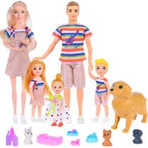 Dollhouse Playset iBayda Family com 6 pessoas e animais de estimação de 3 a 12 anos