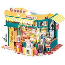 Dollhouse Rolife DIY Miniature Candy House em escala 1/24 com LED
