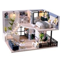 Dollhouse TuKiie DIY em miniatura com móveis em escala 1:24