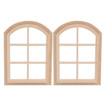 Dollhouse Window Agatige em madeira não pintada em miniatura em escala 1:12