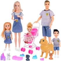 Dolls Family Playset Dollbie Dollbie Dolls com carrinho de bebê para 6 pessoas Dolls Family Playset Dollbie Dollbie Dolls com carrinho de bebê para 6 pessoas
