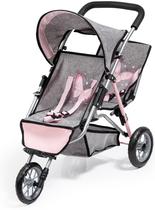 Dolls Twin 3 Wheel Jogger Bayer Design cinza rosa Dolls Twin 3 Wheel Jogger Bayer Design cinza rosa