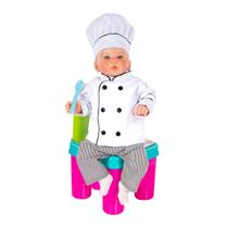 Dólmã Baby Mini Chef de Cozinha com Chapéu Mestre Cuca