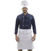 Dólmã Chef de Cozinha Azul Blueberry Chapéu e Avental de Cintura - Wp Confecções