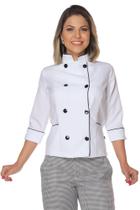 Dolmã chef de cozinha feminina manga 3/4 Algodão - Demorgan Uniformes