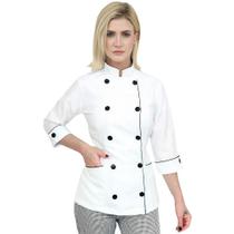 Dolmã Chef de Cozinha Feminina Manga 3/4 Camisa Feminina Chefe de Cozinha Branca Jaqueta Chefe de Cozinha Feminina Dolmã Chef de Cozinha Feminina Manga 3/4 Camisa Feminina Chefe de Cozinha Branca Jaqueta Chefe de Cozinha Feminina