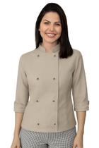 Dólmã chef de cozinha feminina manga 3/4 Jeans Dólmã chef de cozinha feminina manga 3/4 Jeans