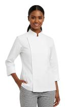 Dolmã chef de cozinha feminina manga 7/8 com zíper