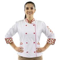 Dólmã Chef de Cozinha Feminina Morangos - Wp Confecções
