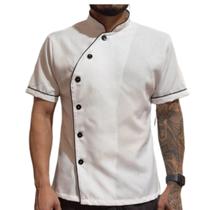 Dolma chef de cozinha uniforme profissional branco com detalhe preto