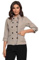 Dolma Chef Feminina em Oxford Manga 3/4 Cinza Ivy