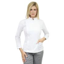 Dolmã Chefe de Cozinha Feminino com Zíper Algodão - Camisa Chefe de Cozinha Feminina - Dolman Chefe de Cozinha Feminina