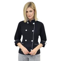 Dolmã Chefe de Cozinha Feminino Manga 3/4 - Camisa Feminina Chefe de Cozinha