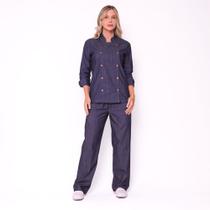 Dolma Feminina Manga 3/4 tecido Jeans Lycra
