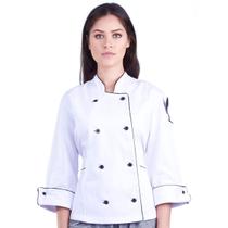 Dólmã Feminina Para Chef Cozinha 100% Algodão Branco Gambuza Uniforme Para Restaurante Pizzaria Padaria Cozinheira Dólmã Feminina Para Chef Cozinha 100% Algodão Branco Gambuza Uniforme Para Restaurante Pizzaria Padaria Cozinheira