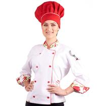 Dolmã Feminino Acinturado Modelo Pimenta Chef de Cozinha - Wp Confecções