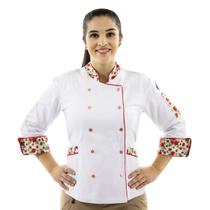 Dólmã Floral Chef de Cozinha Feminino