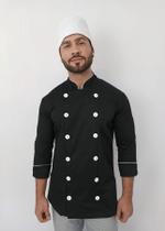 Dolma Masculina Manga 3/4 Tecido Brim Preto