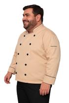 Dolma Masculina Plus Size Vantage Bege em Oxford Dolma Masculina Plus Size Vantage Bege em Oxford