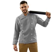 Dólmã Para Chef Cozinha Unissex Cor Cinza Gambuza Uniforme Profissional Gastronomia Restaurante Churrascaria Padaria Dólmã Para Chef Cozinha Unissex Cor Cinza Gambuza Uniforme Profissional Gastronomia Restaurante Churrascaria Padaria