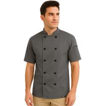 Dólmã Para Chef Cozinha Unissex Uniforme Cozinheiro Restaurante Churrascaria Bar Cor Chumbo Manga Curta