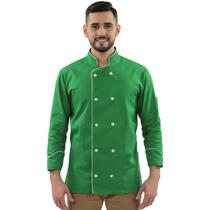 Dólmã Para Chef De Cozinha 100% Algodão Unissex Cor Verde Vegano Gambuza Uniforme Cozinheiro Restaurante Padaria Dólmã Para Chef De Cozinha 100% Algodão Unissex Cor Verde Vegano Gambuza Uniforme Cozinheiro Restaurante Padaria